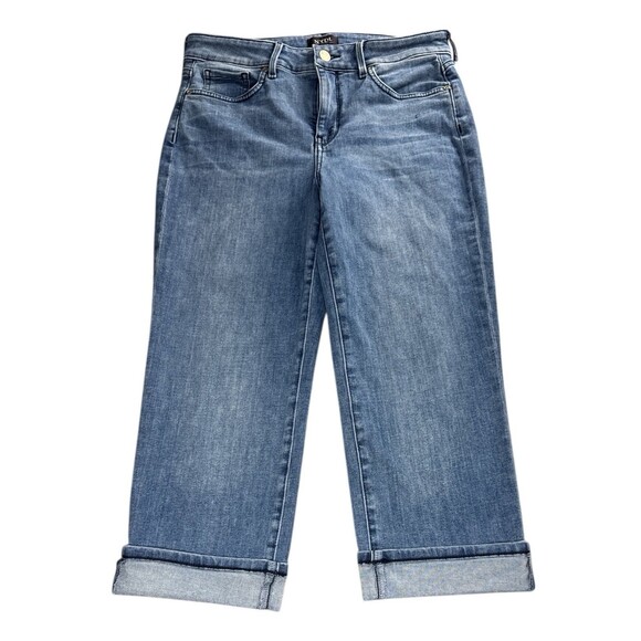 NYDJ Marilyn Crop Cuffed Stretch Blue Jeans Size 8 Southwest Pockets Slimming - Picture 1 of 11
